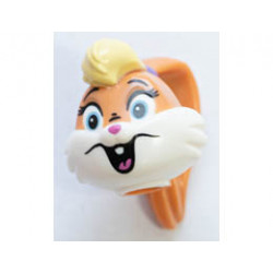 Minifigure, Head, Modified Looney Tunes Lola Bunny with White Face, Bright Pink Nose and Tongue Pattern: {нуга}