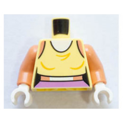 Torso Female Outline Blouse, Belt, Tail and Medium Lavender Shorts Pattern / Nougat Arms / White Hands: {студено жълт}