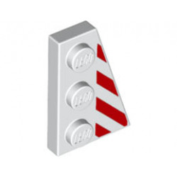 Wedge, Plate 3 x 2 Right with Red Danger Stripes Pattern: {бял}