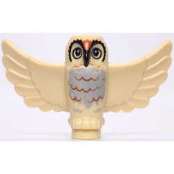 Owl, Spread Wings with Black Beak and Eyes and Light Bluish Gray and Dark Orange Rippled Chest Feathers Pattern (BAM): {тухлено жълт}