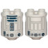 Brick, Round 2 x 2 x 2 Robot Body with Gray Lines and Dark Blue Pattern on Both Sides (R2-D2): {бял}