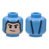 Minifigure, Head Balaclava, Light Nougat Face, Black Eyebrows, Lopsided Grin, Medium Nougat Chin Cleft Pattern - Hollow Stud: {умерено син}