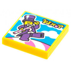 Tile 2 x 2 with Groove with BeatBit Album Cover - Minifigure in Purple Suit with Candy Cane Pattern: {ярко жълт}