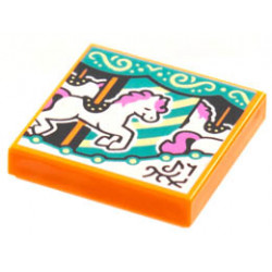 Tile 2 x 2 with Groove with BeatBit Album Cover - Carousel Horse Pattern: {ярко оранжев}