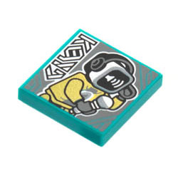 Tile 2 x 2 with Groove with BeatBit Album Cover - Robot Singer with Beatbox Head Pattern: {ярко синьо-зелен}