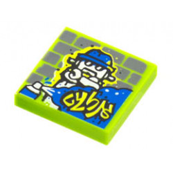 Tile 2 x 2 with Groove with BeatBit Album Cover - Robot Graffiti Pattern: {ярко жълто-зелен}