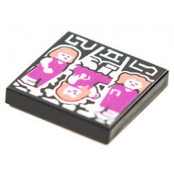 Tile 2 x 2 with Groove with BeatBit Album Cover - Girls Dancing, Middle Upside Down Pattern: {черен}