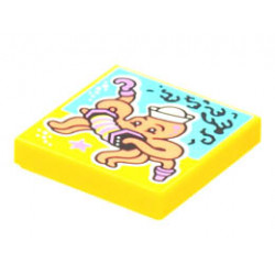 Tile 2 x 2 with Groove with BeatBit Album Cover - Squid Playing Accordion Pattern: {ярко жълт}