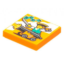 Tile 2 x 2 with Groove with BeatBit Album Cover - Pirate Firing Cannon Pattern: {ярко оранжев}