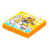 Tile 2 x 2 with Groove with BeatBit Album Cover - Pirate Surfing on Hammerhead Shark Pattern: {ярко оранжев}