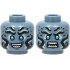 Minifigure, Head Dual Sided Alien with Black and Light Aqua Eyebrows and Markings, Medium Azure Eyes, Open Mouth Smile / Angry with Bared Teeth Pattern - Hollow Stud : {пясъчно син}