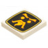 Tile 2 x 2 with Groove with Bright Light Orange Wu Bot Face on Black Screen Pattern: {бял}