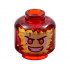 Minifigure, Head Tan and Bright Light Orange Energy Face, Orange Eyes, Scowl Pattern - Vented Stud: {прозрачно червен}