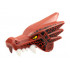 Dragon Head (Ninjago) Jaw Upper with Four White Teeth per Side with Yellow Eyes and Black and Red Markings Pattern: {нов тъмно червен}