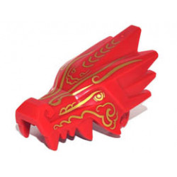 Dragon Head (Ninjago) Jaw Upper with Gold Eyes, Scales, and Markings Pattern: {ярко червен}