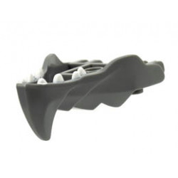 Dragon Head (Ninjago) Jaw with Large Spike and 2 Bar Handles on Back with White Teeth Pattern: {тъмно каменно сив}