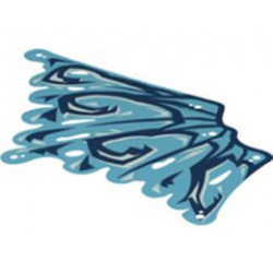Cloth Wing Dragon Left, Medium Azure and Tattered with Dark Blue Veins Pattern: {бял}