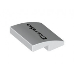 Slope, Curved 2 x 2 with Black turbo Pattern: {бял}