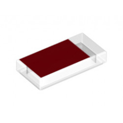 Tile 1 x 2 with Groove with Red Rectangle Pattern: {прозрачен}