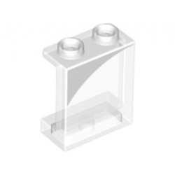 Panel 1 x 2 x 2 with Side Supports - Hollow Studs with White Curved Corner Pattern Model Right Side: {прозрачен}