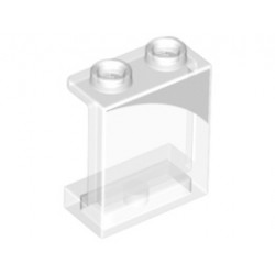 Panel 1 x 2 x 2 with Side Supports - Hollow Studs with White Curved Corner Pattern Model Left Side: {прозрачен}