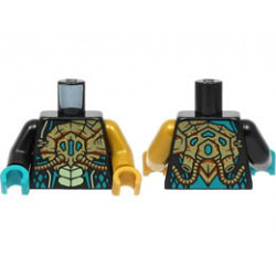 Torso Gold Breathing Apparatus, Yellowish Green Scales Pattern / Pearl Gold Arm Left / Black Arm Right / Pearl Gold Hand Left / Dark Turquoise Hand Right : {черен}