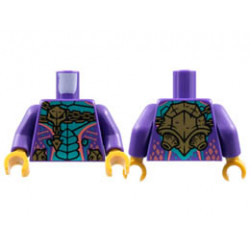 Torso Dark Turquoise Scales, Gold Chain and Skull, Coral Stripes Pattern / Dark Purple Arms / Pearl Gold Hands: {светло виолетов}