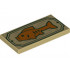 Tile 2 x 4 with Orange Fish on Wood Sign with Dark Green Border Pattern: {тухлено жълт}
