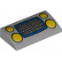 Slope, Curved 2 x 4 x 2/3 with Bottom Tubes with Yellow Car Headlights and Silver Grille with Blue Border Pattern: {умерено каменно сив}