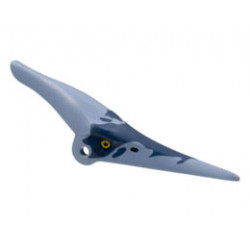 Dinosaur Head Pteranodon with Yellow Eyes and Dark Blue Marks Around Eyes and Head Pattern: {пясъчно син}
