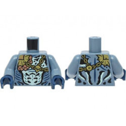 Torso Gold and Copper Chains and Scales over Light Aqua Chest, Black and Dark Blue Markings Pattern / Sand Blue Arms / Dark Blue Hands : {пясъчно син}