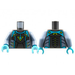 Torso Medium Azure Shoulders and Arrow, Lime Triangle and Trim, Sand Blue Side Panels Pattern / Sand Blue Arms / Medium Azure Hands : {титаниево метален}