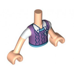 Torso Mini Doll Boy Medium Lavender Vest with Medium Azure Trim over White Shirt Pattern, Light Nougat Arms with Hands with White Short Sleeves : {светло нуга}