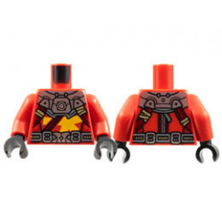 Torso Silver Armor and Buckle, Dark Red Straps, Bright Light Orange Bars Pattern / Red Arms / Black Hands: {ярко червен}