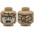 Minifigure, Head Alien Mummy with Tan Face, White and Metallic Light Blue Eyes, Black Open Mouth, Wraps on Forehead and Back Pattern - Hollow Stud : {пясъчно жълт}