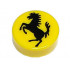 Tile, Round 1 x 1 with Black Horse Silhouette Ferrari Logo Pattern: {ярко жълт}
