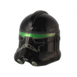 Minifigure, Headgear Helmet SW Clone Trooper (Phase 2) with Green, Silver, and Light Bluish Gray Visor and Vents Pattern (Crosshair) : {черен}