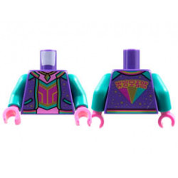 Torso Jacket with Gold Sparkles, Dark Pink Neck and Midriff, Gold Necklace, Magenta Halter Pattern / Dark Turquoise Arms / Dark Pink Hands : {светло виолетов}