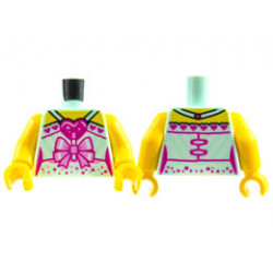 Torso Female Dress, Yellow Shoulders, Magenta Hearts, Bright Pink Bow, Speckles Pattern / Yellow Arms / Yellow Hands: {аквамарин}