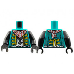 Torso Vest with Yellow Trim, Coral and White Bandana, Silver Anchor Necklace, White Tattered Shirt Pattern / Black Arms / Black Hands : {ярко синьо-зелен}