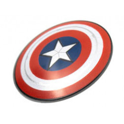 Minifigure, Shield Circular Convex Face with Red and White Rings, Silver Highlights, and Captain America Star Pattern: {тъмно каменно сив}