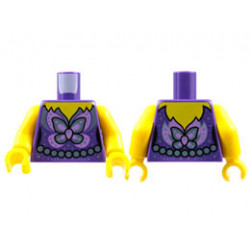 Torso Female Yellow Neck, Metallic Light Blue and Medium Lavender Butterfly, Sparkles, Pearl Belt Pattern / Yellow Arms / Yellow Hands : {светло виолетов}