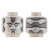 Minifigure, Head Alien Robot with Light Bluish Gray Panels, Silver Lines, and Orange Jewel on Forehead Pattern - Hollow Stud: {бял}