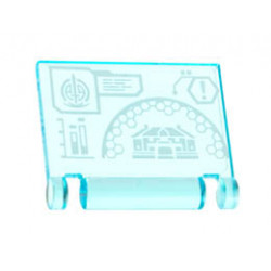 Minifigure, Utensil Book Cover with Computer Screen, White S.W.O.R.D. Logo, Hex Diagram Pattern: {прозрачно светло син}