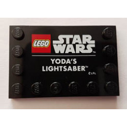 Tile, Modified 4 x 6 with Studs on Edges with Star Wars Logo and 'YODA'S LIGHTSABER' Pattern: {черен}