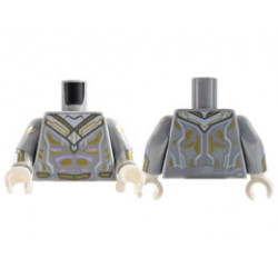 Torso Armor, Gold and Lavender Muscle Highlights Pattern / Light Bluish Gray Arms with White Cuff, Gold and Lavender Circuitry Pattern / White Hands : {умерено каменно сив}