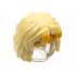 Minifigure, Hair Female Short, Center Part with Pearl Gold Tiara with Horns, One Broken Pattern: {тухлено жълт}