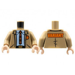 Torso Jacket, TVA Badge and Buckle, Light Bluish Gray Shirt, Reddish Brown Tie, Orange VARIANT on Back Pattern / Dark Tan Arms / Light Nougat Hands : {пясъчно жълт}