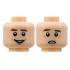 Minifigure, Head Dual Sided, Dark Brown Eyebrows, Small Smile / Scared Pattern - Hollow Stud: {светло нуга}