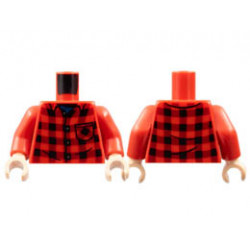 Torso Flannel Shirt with Pocket, Dark Blue T-Shirt Pattern / Red Arms / Light Nougat Hands: {ярко червен}